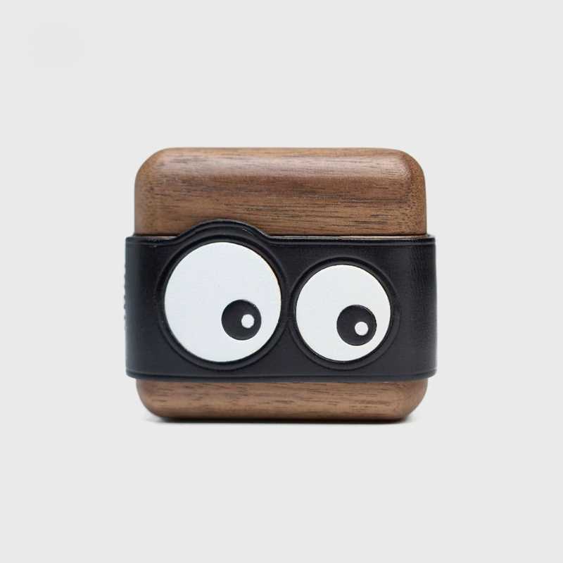 Big-Eye Minion Handmade Leather Wood AirPods Pro Case iWoodStore