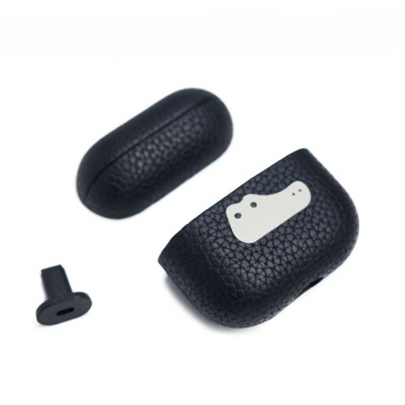 Cool Handmade Leather AirPods Pro 3 Case iWoodStore Black earbud cases with a white logo on a white background