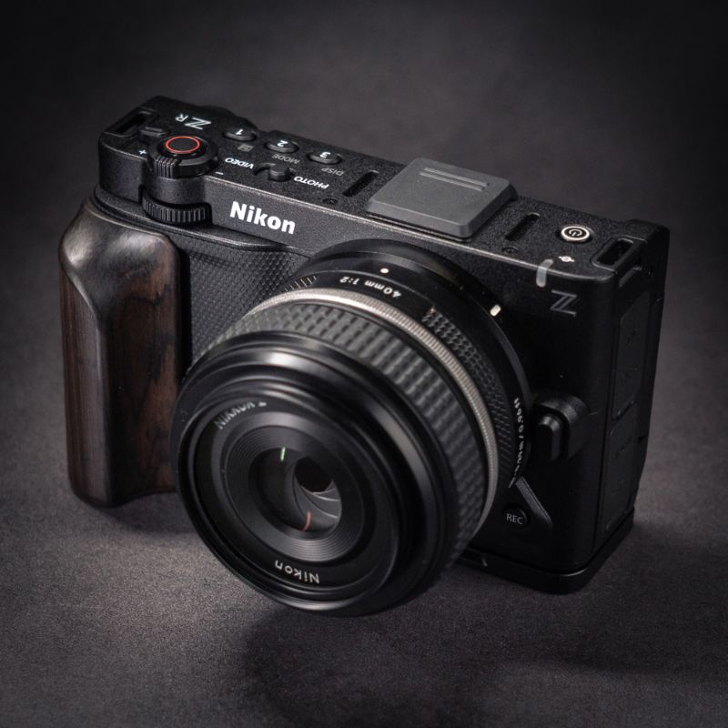 Nikon camera on a dark background