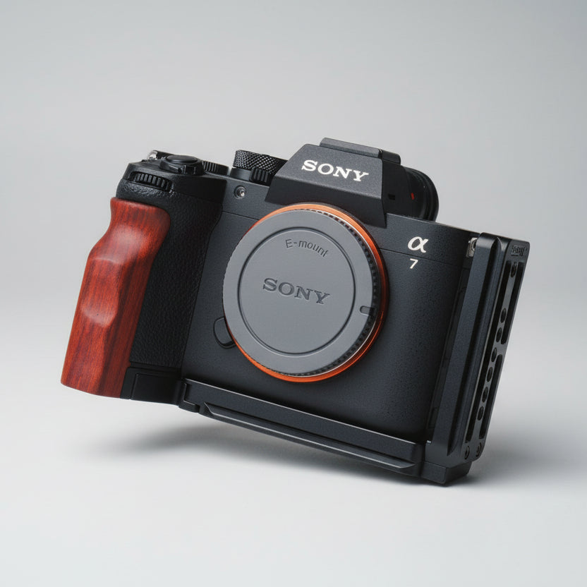 Sony A7M5 Wooden Handgrip | Ergonomic L-Plate & Battery Access | iWoodStore