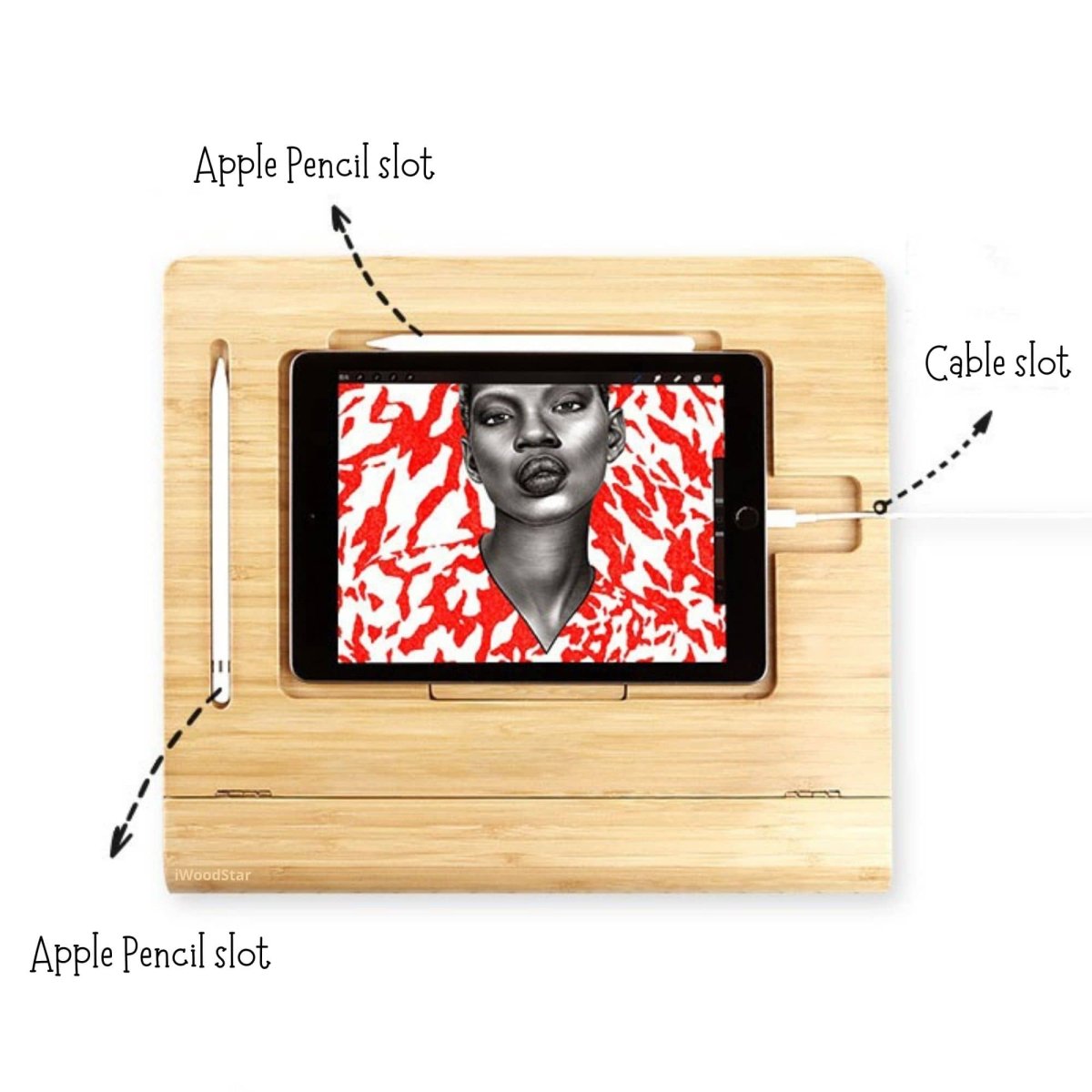 Adjustable Bamboo iPad Stand - iWoodStore