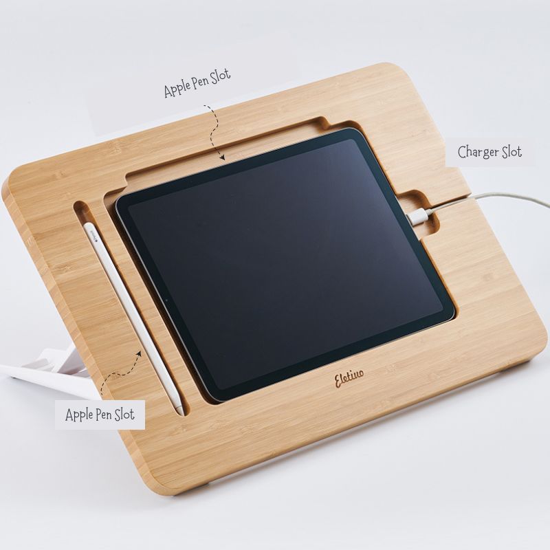 Adjustable Bamboo iPad Stand - iWoodStore