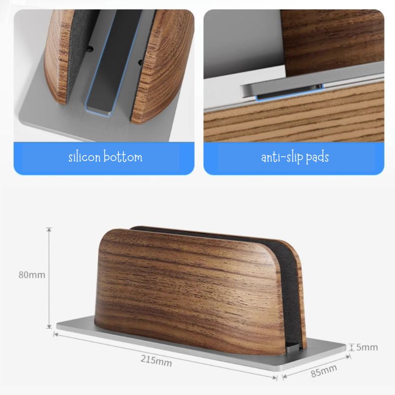 Adjustable Vertical MacBook Stand with Metal Base - iWoodStore
