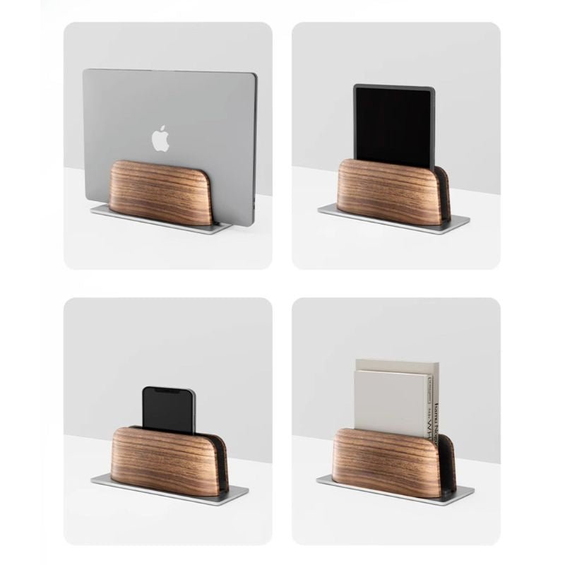 Adjustable Vertical MacBook Stand with Metal Base - iWoodStore