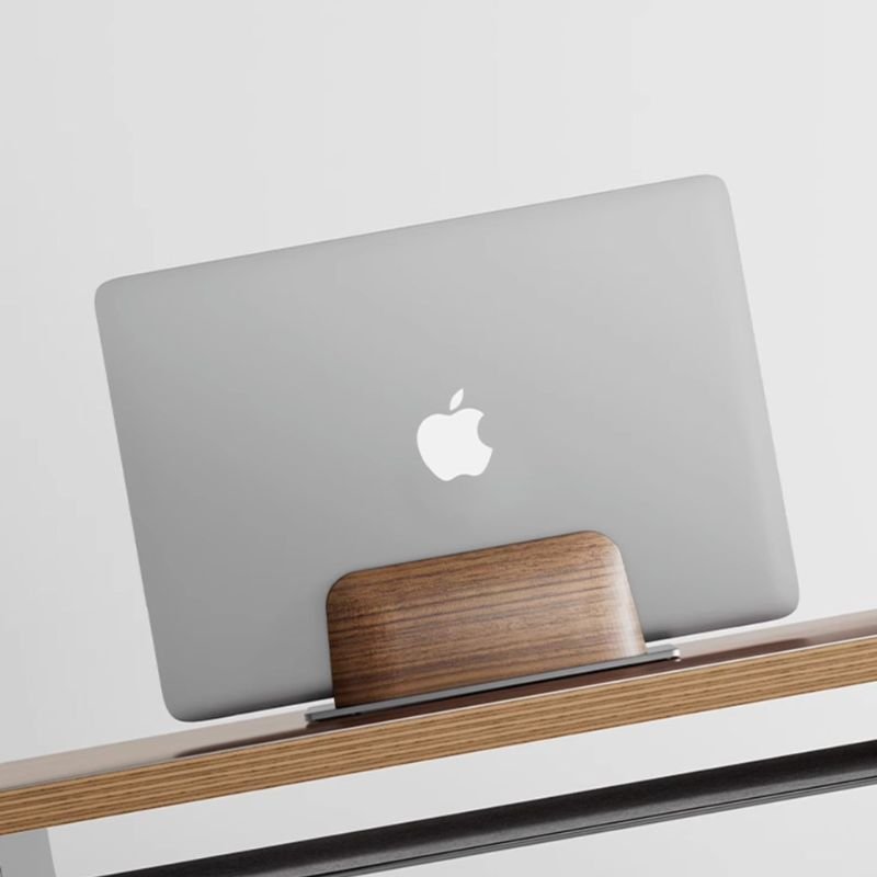 Adjustable Vertical MacBook Stand with Metal Base - iWoodStore