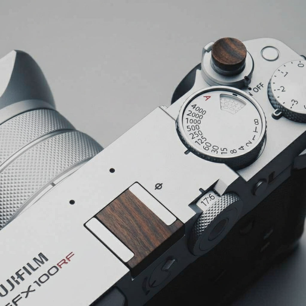 Cover Set Fuji GFX100RF GFX50 Hotshoe Shutter Button Wood - iWoodStore
