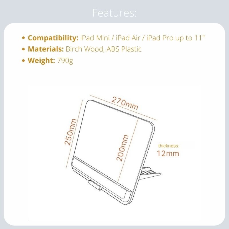 Foldable iPad Stand with Wrist Rest - iWoodStore