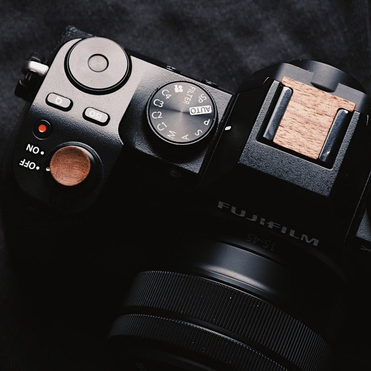 Fuji X-S10 X-H1 Wooden Shutter Button Hot Shoe Cover Set (XS10 XH1) - iWoodStore