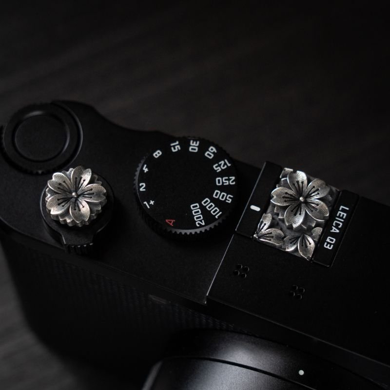 Leica Fujifilm Shutter Button Hot Shoe Cover Silver Sakura - iWoodStore