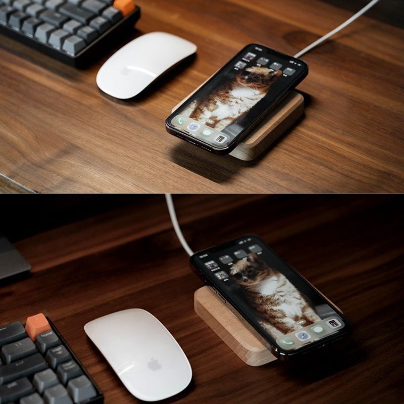 Light Birch Wood Magsafe Holder Stand - iWoodStore