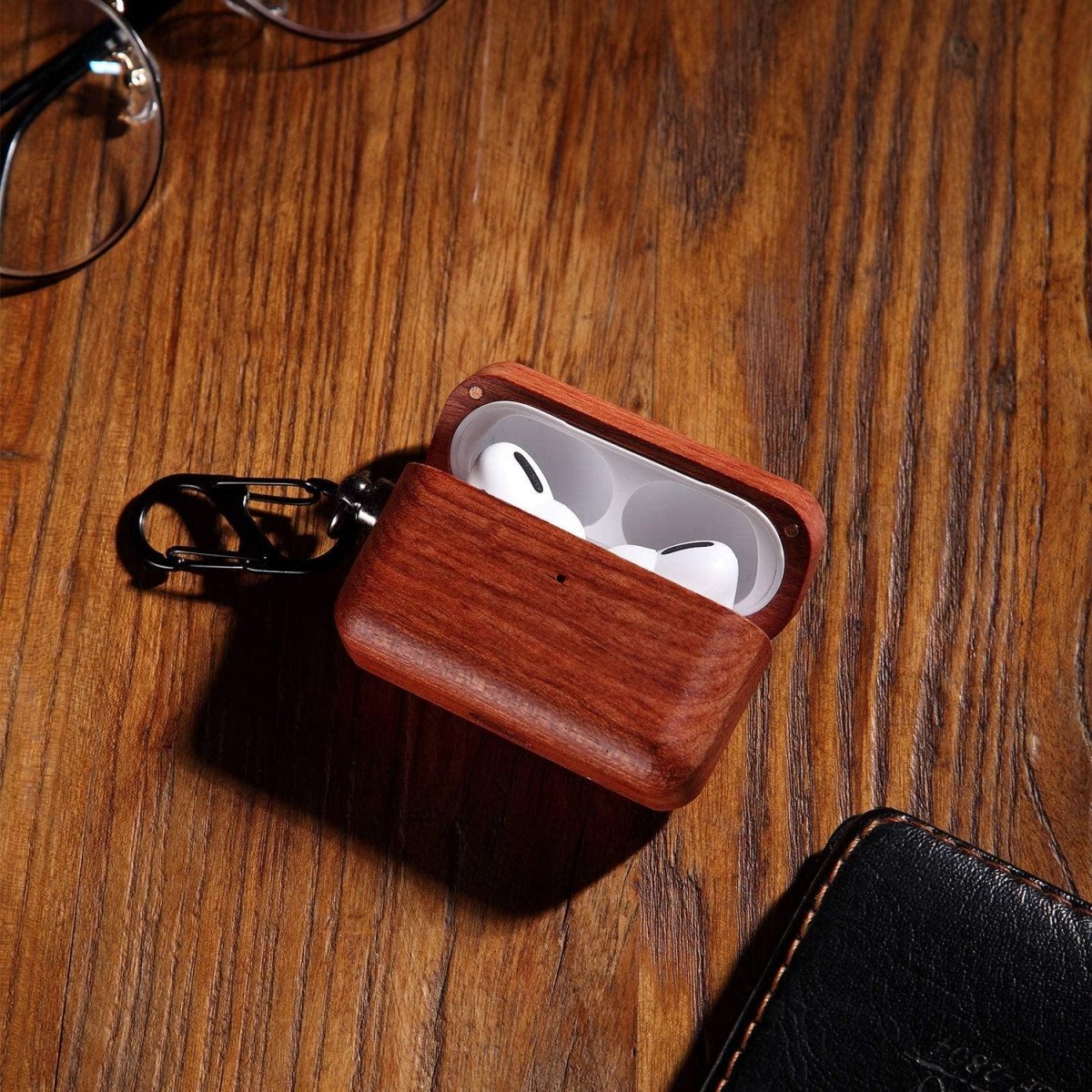 Rosewood Apple AirPods Pro Case with Keychain - iWoodStore