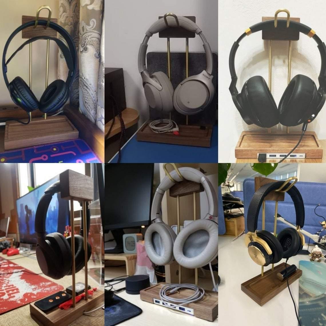 Stylish Earphone Stand with USB Ports - iWoodStore