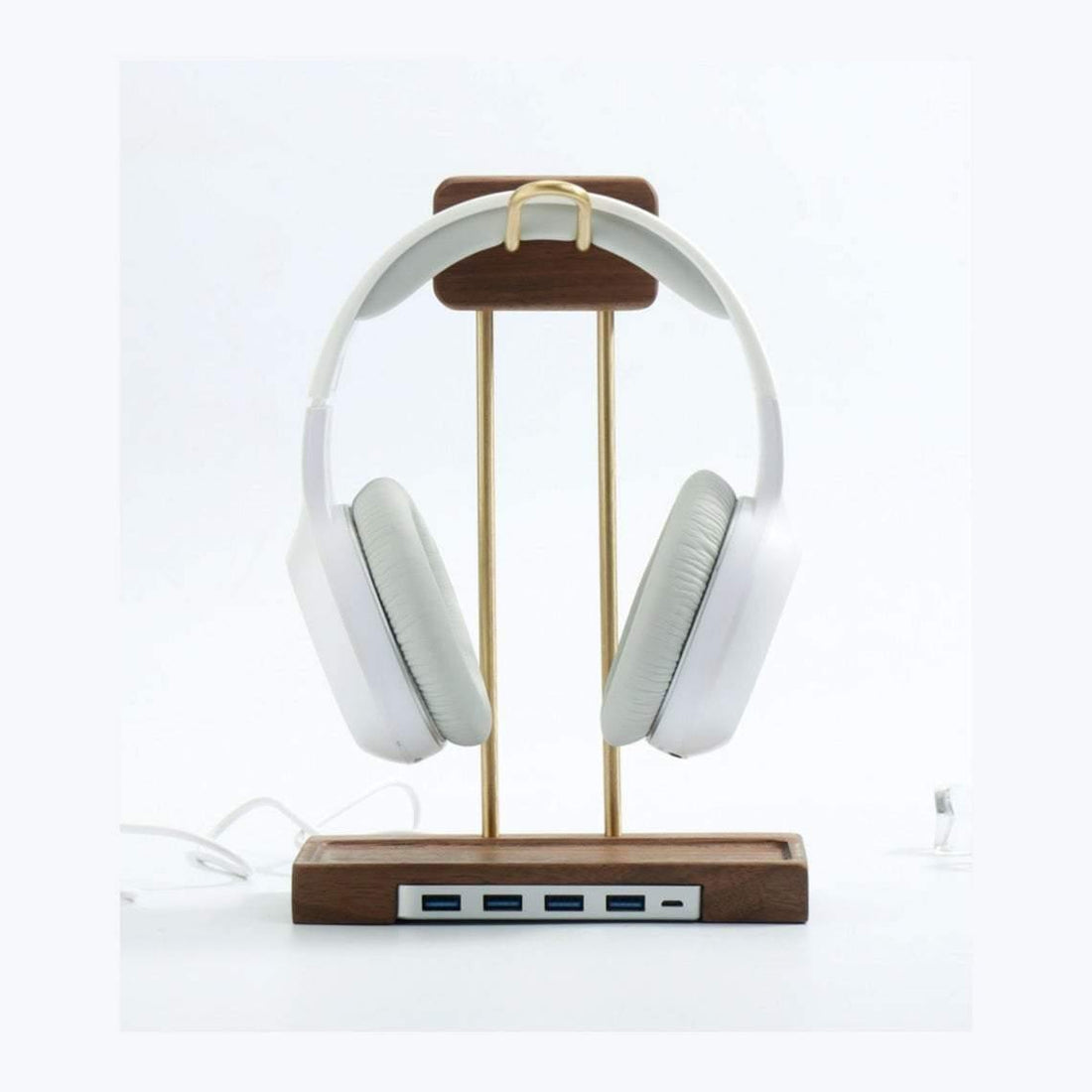 Stylish Earphone Stand with USB Ports - iWoodStore