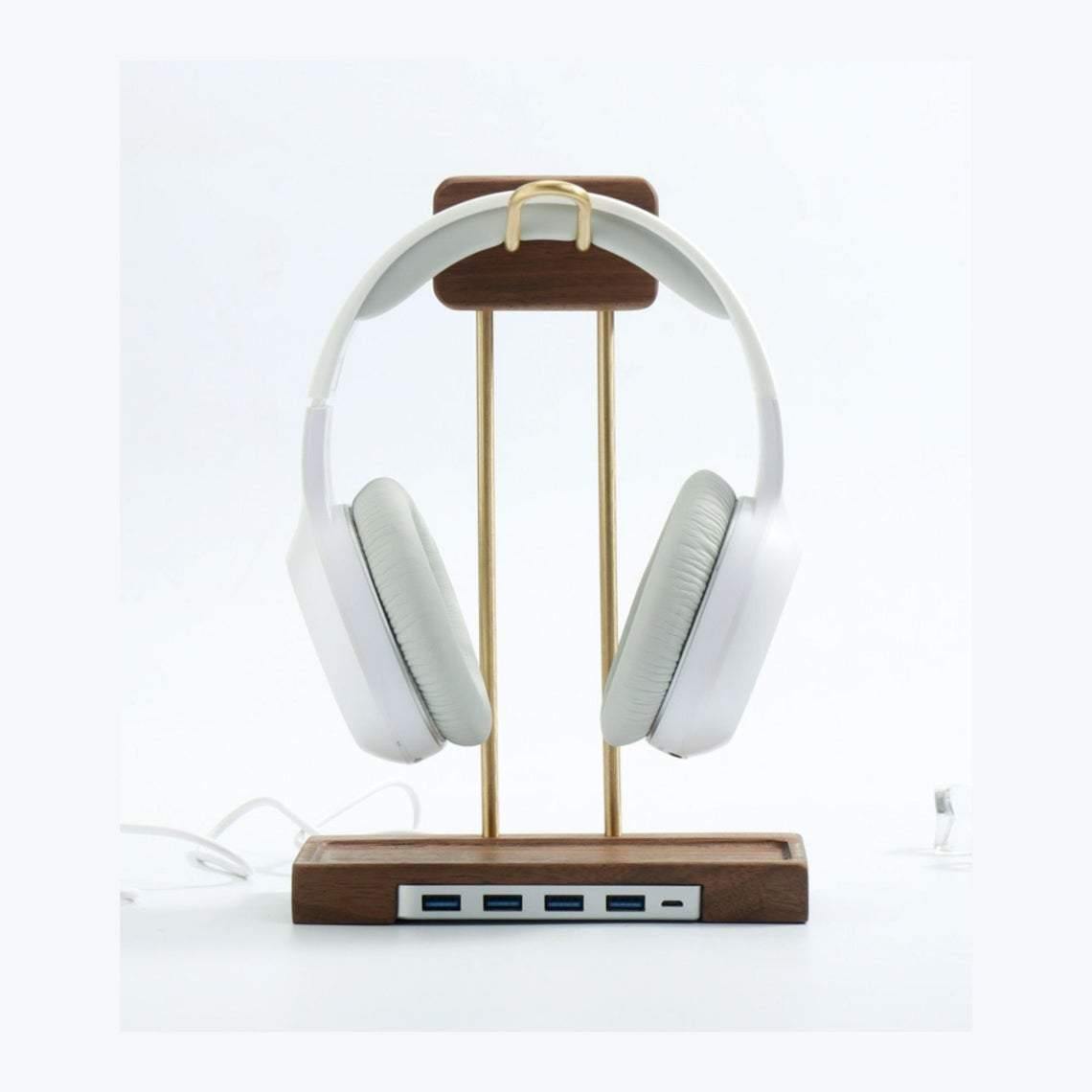Stylish Earphone Stand with USB Ports - iWoodStore