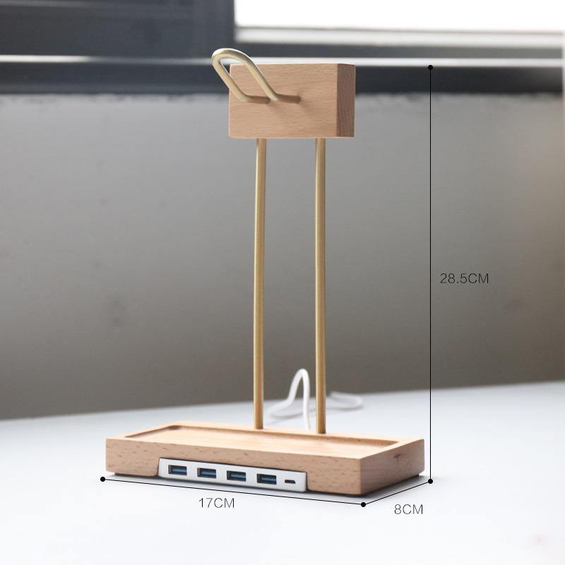 Stylish Earphone Stand with USB Ports - iWoodStore