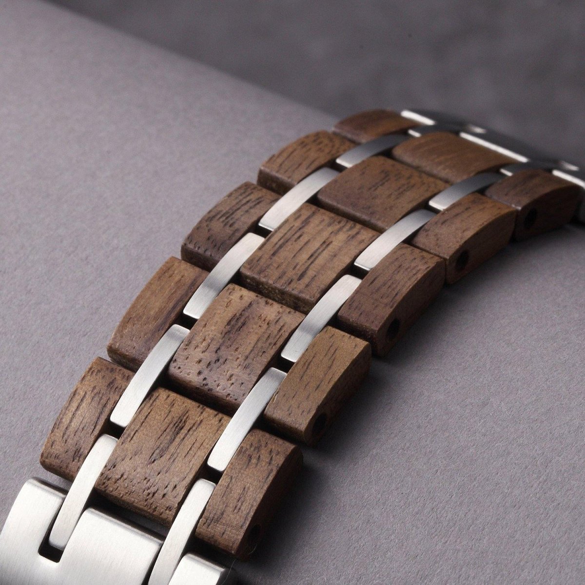 Walnut Silver Apple Watch Band - iWoodStore
