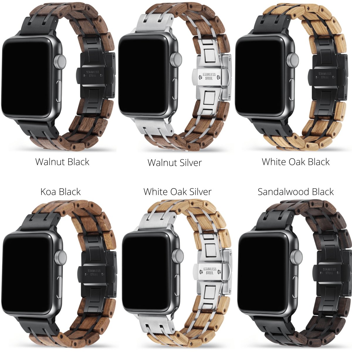 Walnut Silver Apple Watch Band - iWoodStore