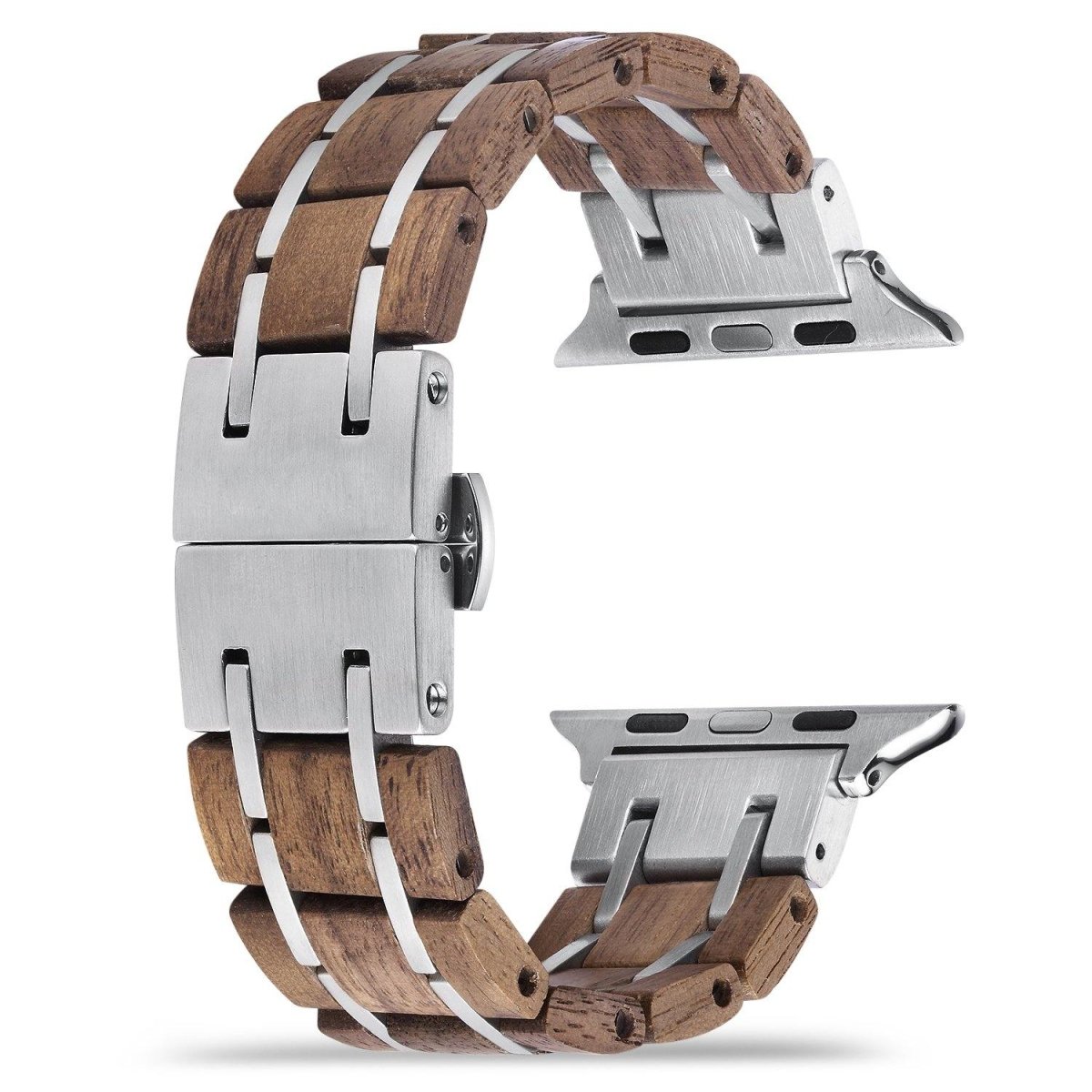 Walnut Silver Apple Watch Band - iWoodStore