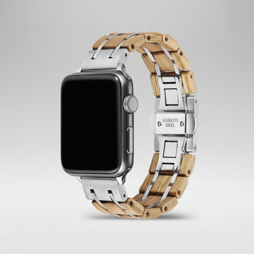 White Oak Silver Apple Watch Band - iWoodStore