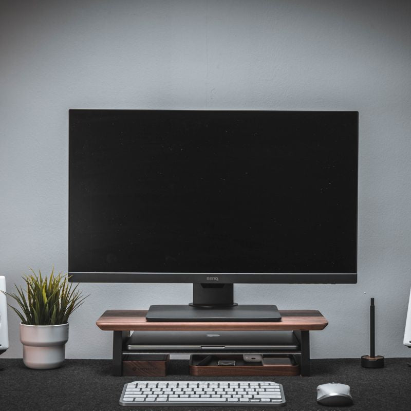 Wooden Monitor Stand with Laptop Shelf - iWoodStore