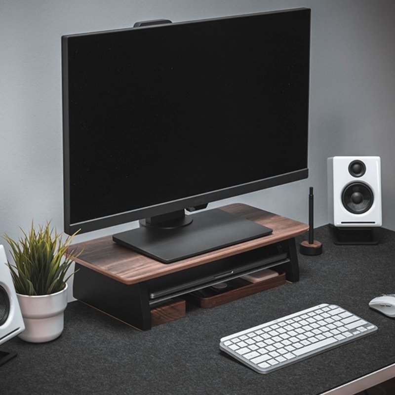 Wooden Monitor Stand with Laptop Shelf - iWoodStore