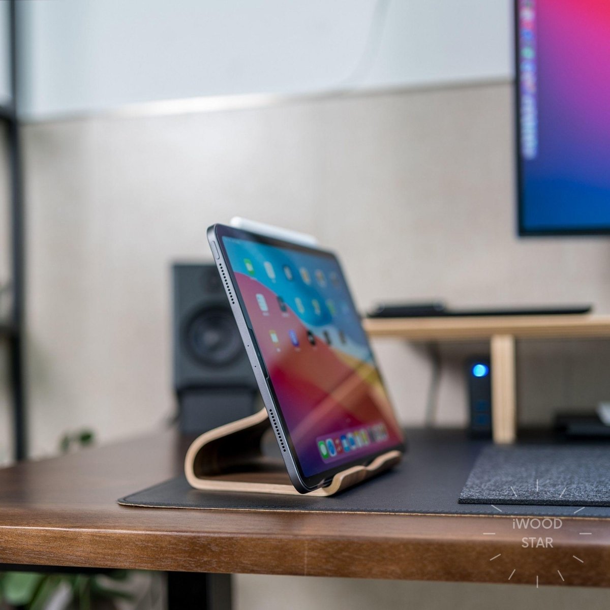 Wooden Tablet Holder for Desk - iWoodStore